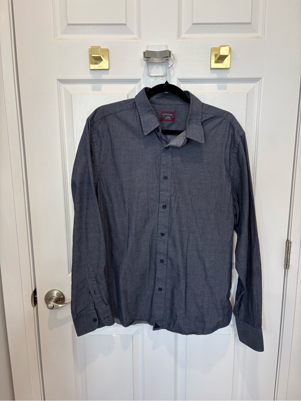 Untuck Men's Long-Sleeve Button-Down Shirt - Charcoal Gray #1425